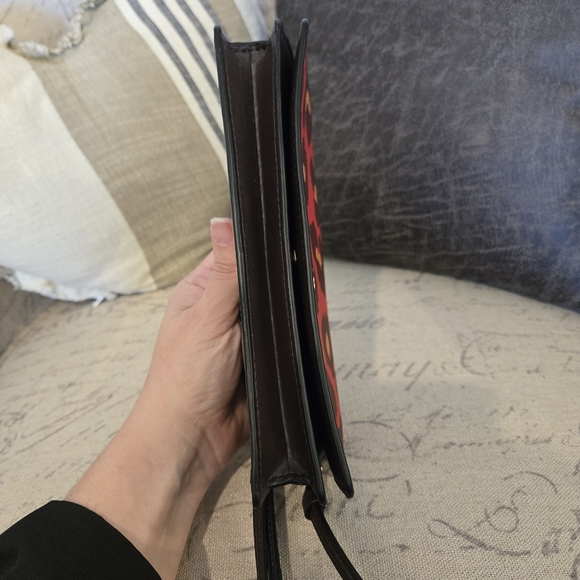 Coach Anna Foldover Crossbody Clutch in the Bright Poppy Red Leopard Print - Picture 8 of 16